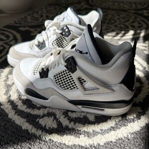 Jordan 4 Kids White and Gray Sneakers